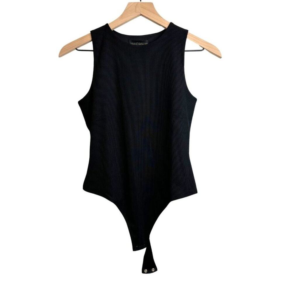 NWOT House of Harlow 1960 Seamless Rib Knit Tank Bodysuit Black S